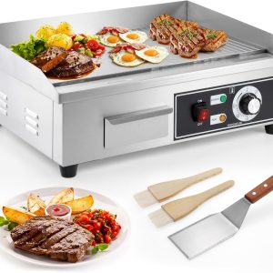 IRONWALLS Commercial Griddle 1600W Non Stick Stainless Steel-0
