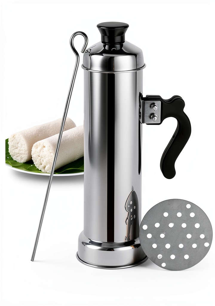 Yuktha Puttu Maker stainless steel vessel on a kitchen counter