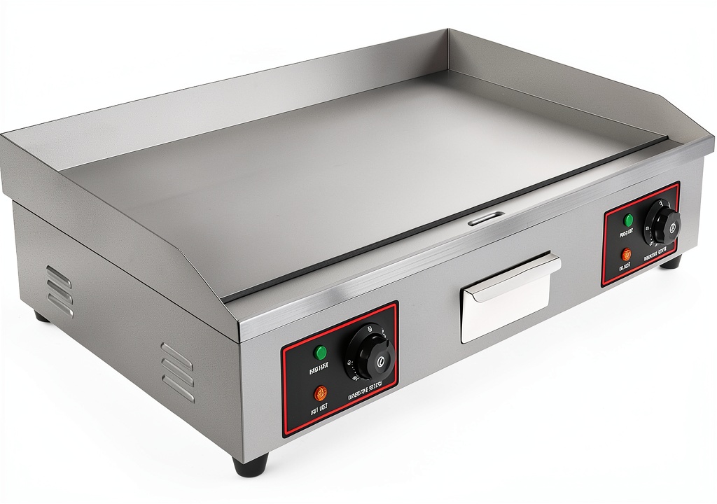 GEYOPMID Commercial Griddle showing stainless steel construction and control panel