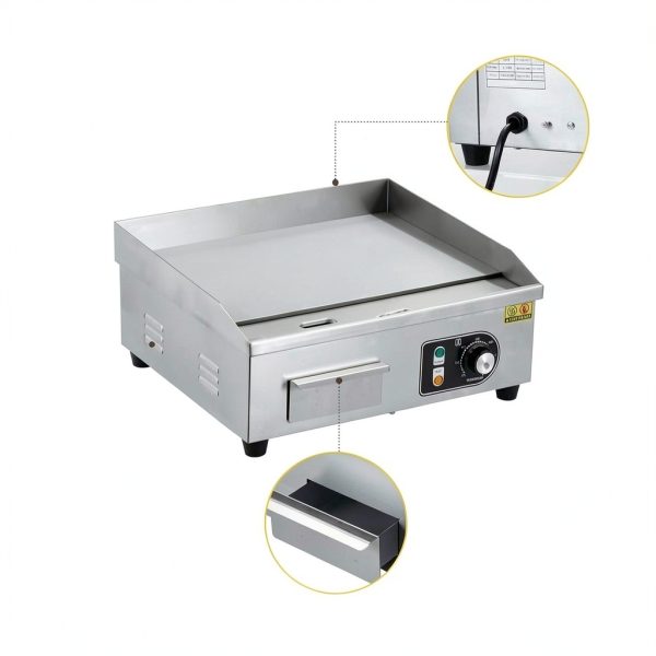 Commercial Electric Griddle Takywep Non Stick Stainless-3