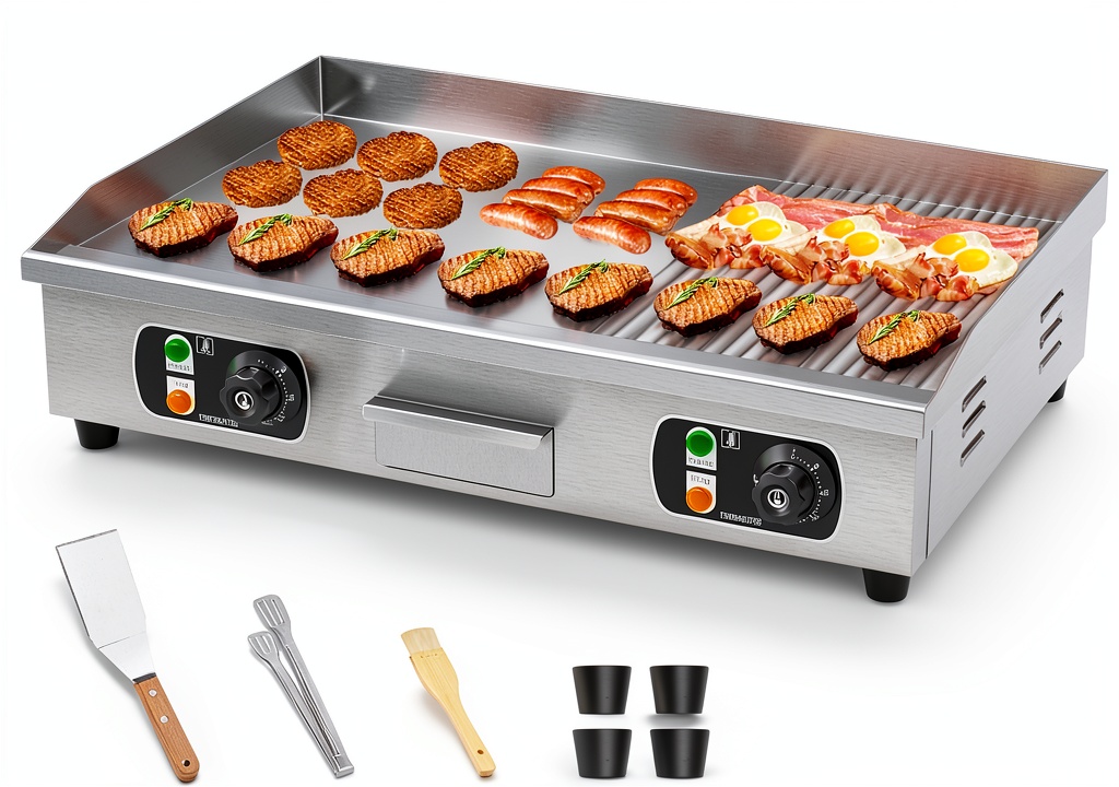 Panghuhu88 commercial griddle showing temperature control and cooking surface