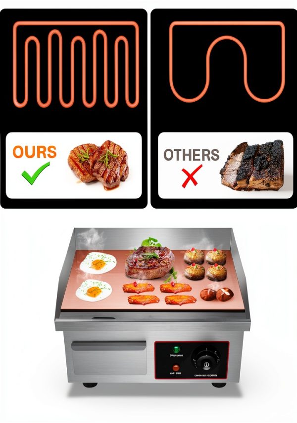 Commercial Griddle 1500W Stainless Steel Restaurant Kitchen-4