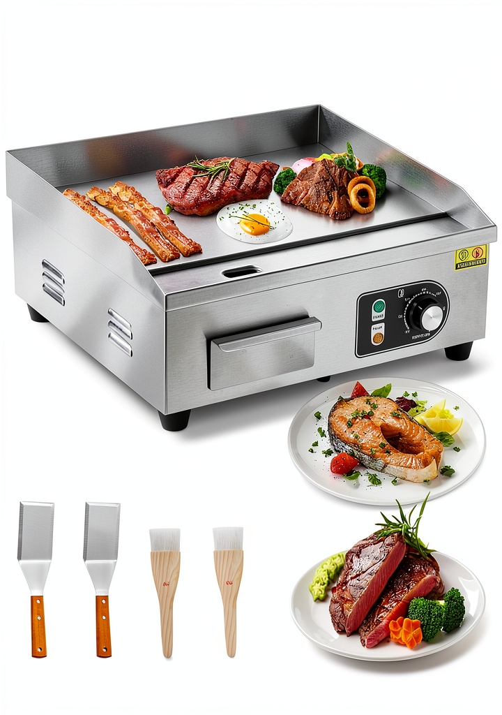 Takywep electric griddle on a commercial kitchen counter