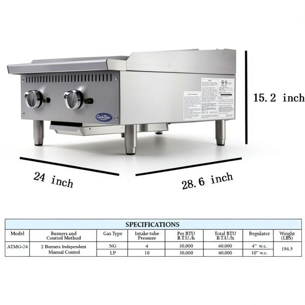Atosa Commercial Griddle Stainless Steel Adjustable Legs-2