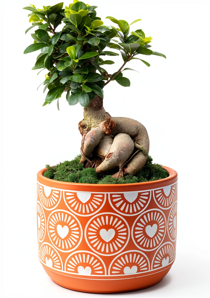 Live bonsai tree on a wooden desk